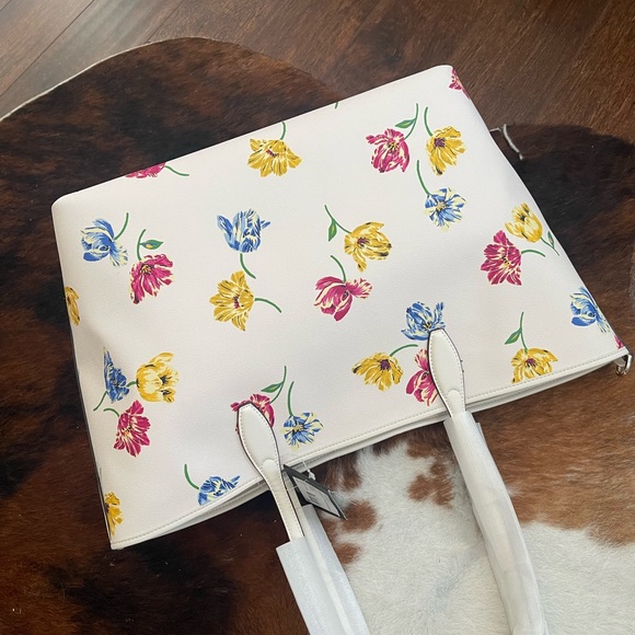 Kate Spade Sutton Large Tote Bag Ivory Tulip Toss Cream Floral Purse KB293 - Picture 3 of 7